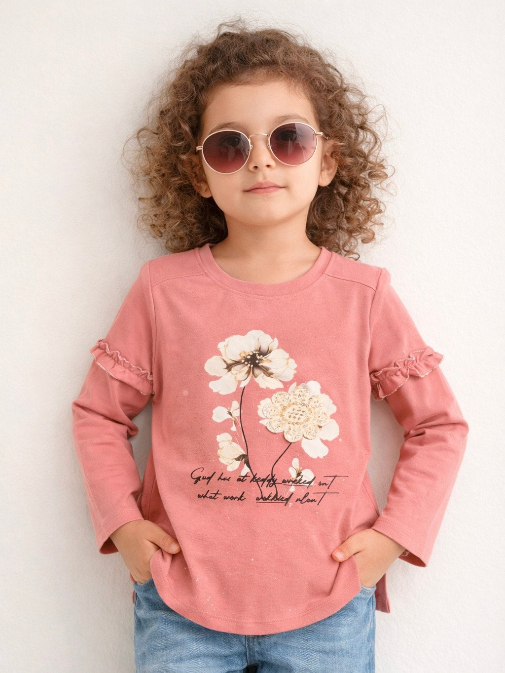 Flower Print Girls T-Shirt