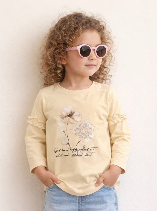 Flower Print Girls - Winter - T-Shirt